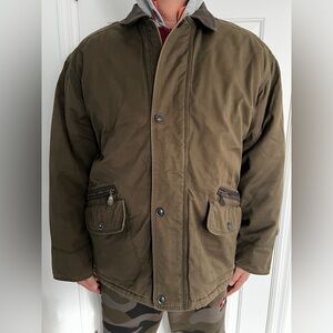 VINTAGE Camel's Collection Canvas Field Coat Quilted Lined men's XL Olive green